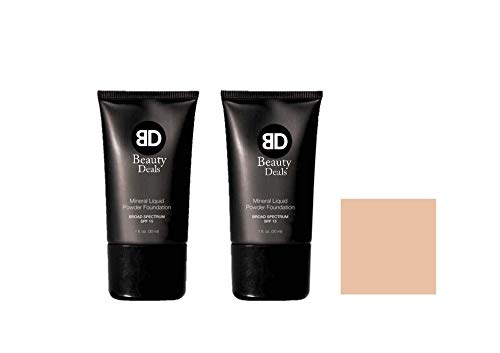 Beauty Deals Mineral Liquid Powder Foundation Broad Spectrum SPF 15 Pack of 2 (Porcelain)