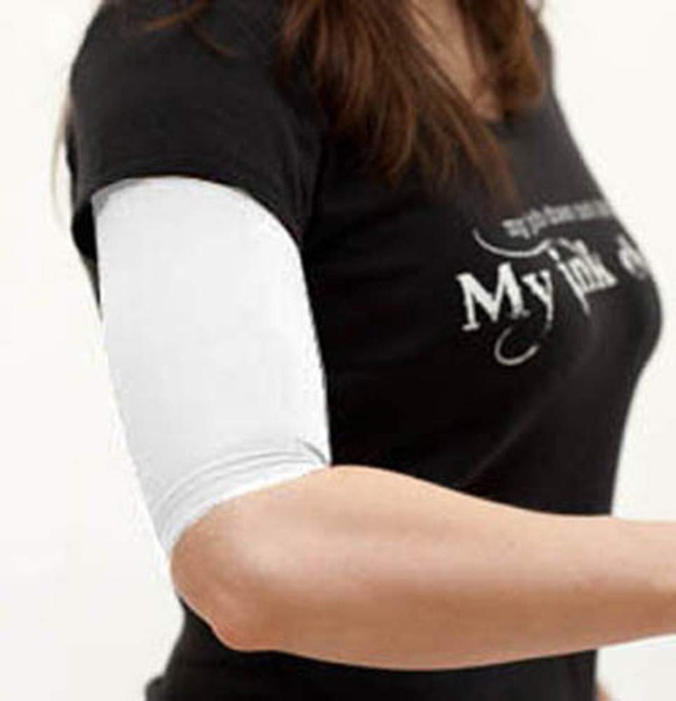 Tatjacket Tattoo Cover Up Concealer Sleeve, 2-PACK, Upper Arm or Calf coverage, UPF 50 Protection, Slip Free, for Men & Women (Unisex), SMALL, WHITE