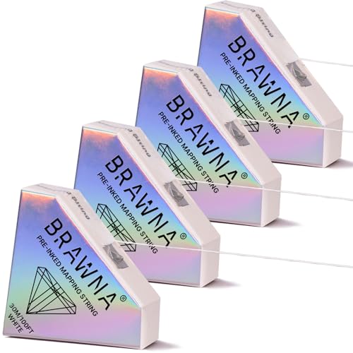 BRAWNA White Brow Mapping string for Eyebrow Measuring - Microblading Supplies - PMU Kit - Pre inked Mapping Thread - 4 Pack