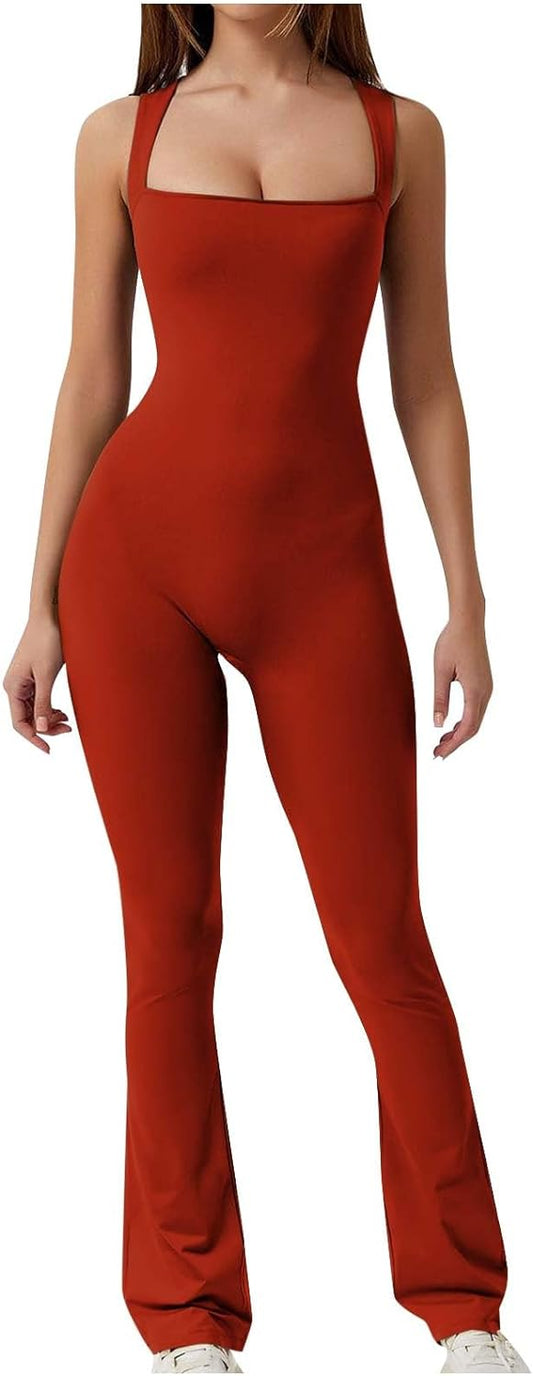 BADHUB Women Yoga Jumpsuits Workout Ribbed Sleeveless Sport Jumpsuits 2024 Bodycon Bodysuits One-Piece Long Pants Rompers