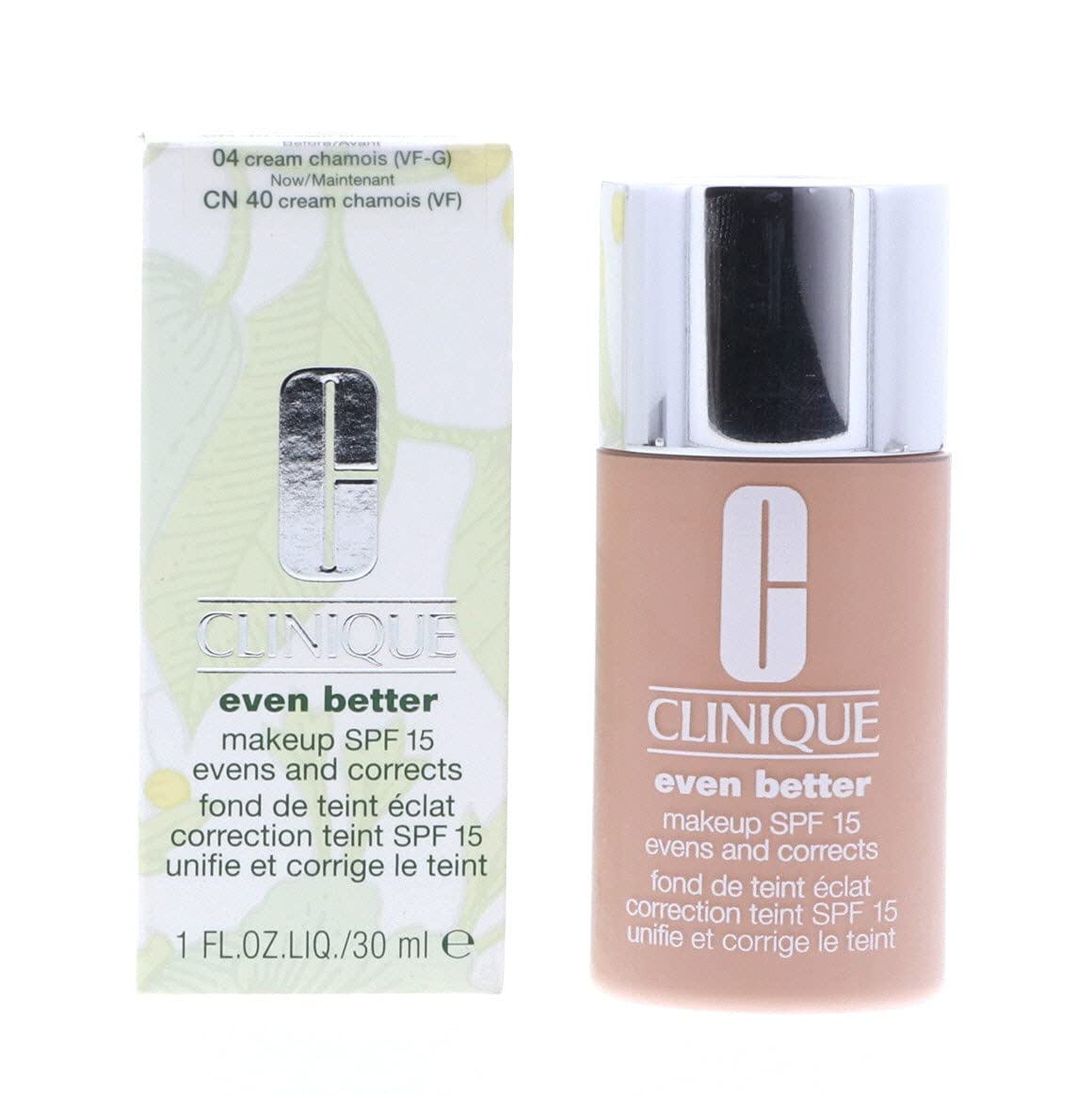Clinique Even Better Foundation 1.0 Oz Spf 15 Clinique/Even Better Makeup 04 Cream Chamois 1.0 Oz Spf 15 Evens And Corrects. Spf 15 Dry To Combination Oily
