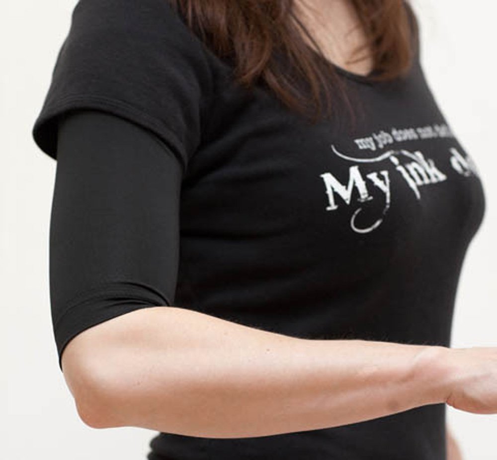 Tatjacket Tattoo Cover Up Concealer Sleeve, (SMALL BLACK - 2-PACK), Upper Arm or Calf coverage, UPF 50 Protection, Slip Free, for Men & Women (Unisex)