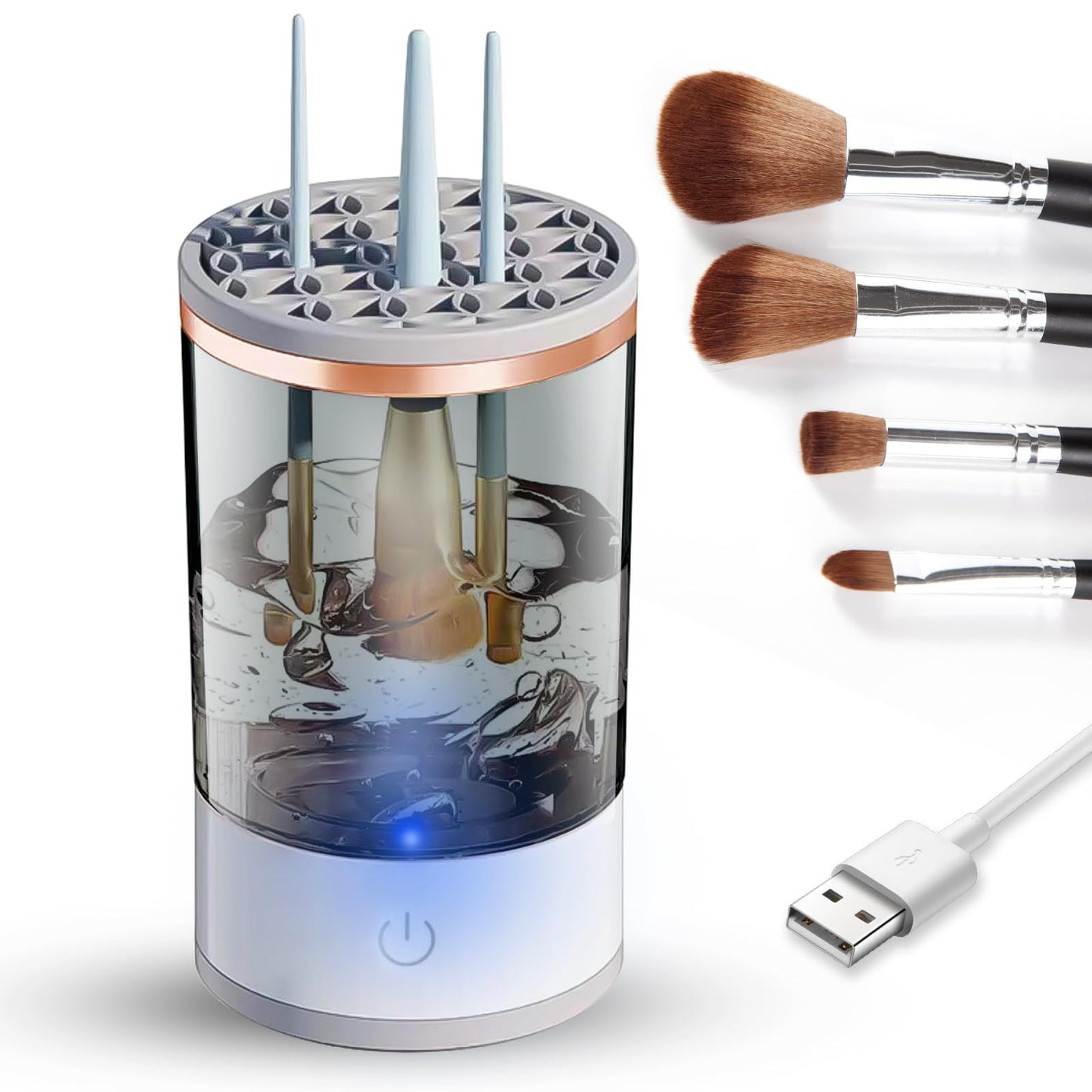 Electric Makeup Brush Cleaner, Makeup Brush Cleaner Machine with Brush Clean Mat, Automatic Cosmetic Brush Cleaner Makeup Cleaning Tools Suitable for Makeup Brushes