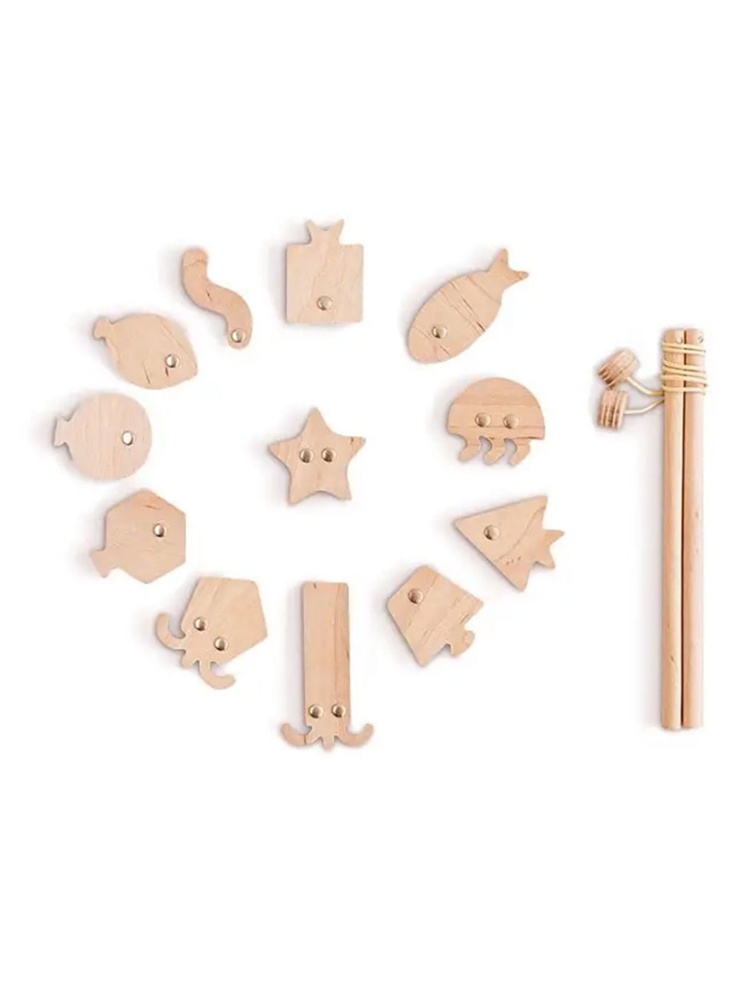 Sea Creatures Wooden Fishing Game