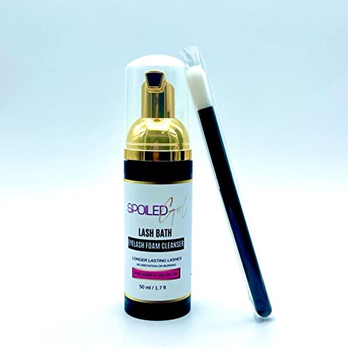 Spoiled Girl Company 1on1 Eyelash Extension & Makeup Remover Foam Cleanser Shampoo - 100% Oil Free & Safe For All Skin - No Irritation - Salon & Home Use - 1x Soft Bristle Cleansing Brush - (50ml)