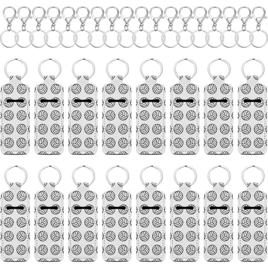 16 Pieces Volleyball Lipstick Holder Keychains Volleyball Lipstick Balm Holder Keychain Clip-on Lipstick Sleeve Pouch with 16 Pieces Metal Clip Cords for Lipstick Tracker