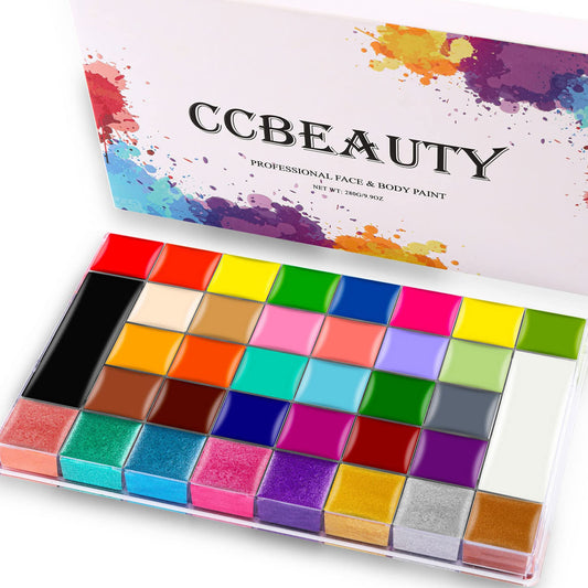 CCbeauty Professional 36 Colors Face Body Paint, Large Cream Face Painting Palette Kit, Non Toxic Hypoallergenic FacePaint for Halloween SFX Special Effects Costume Cosplay Makeup